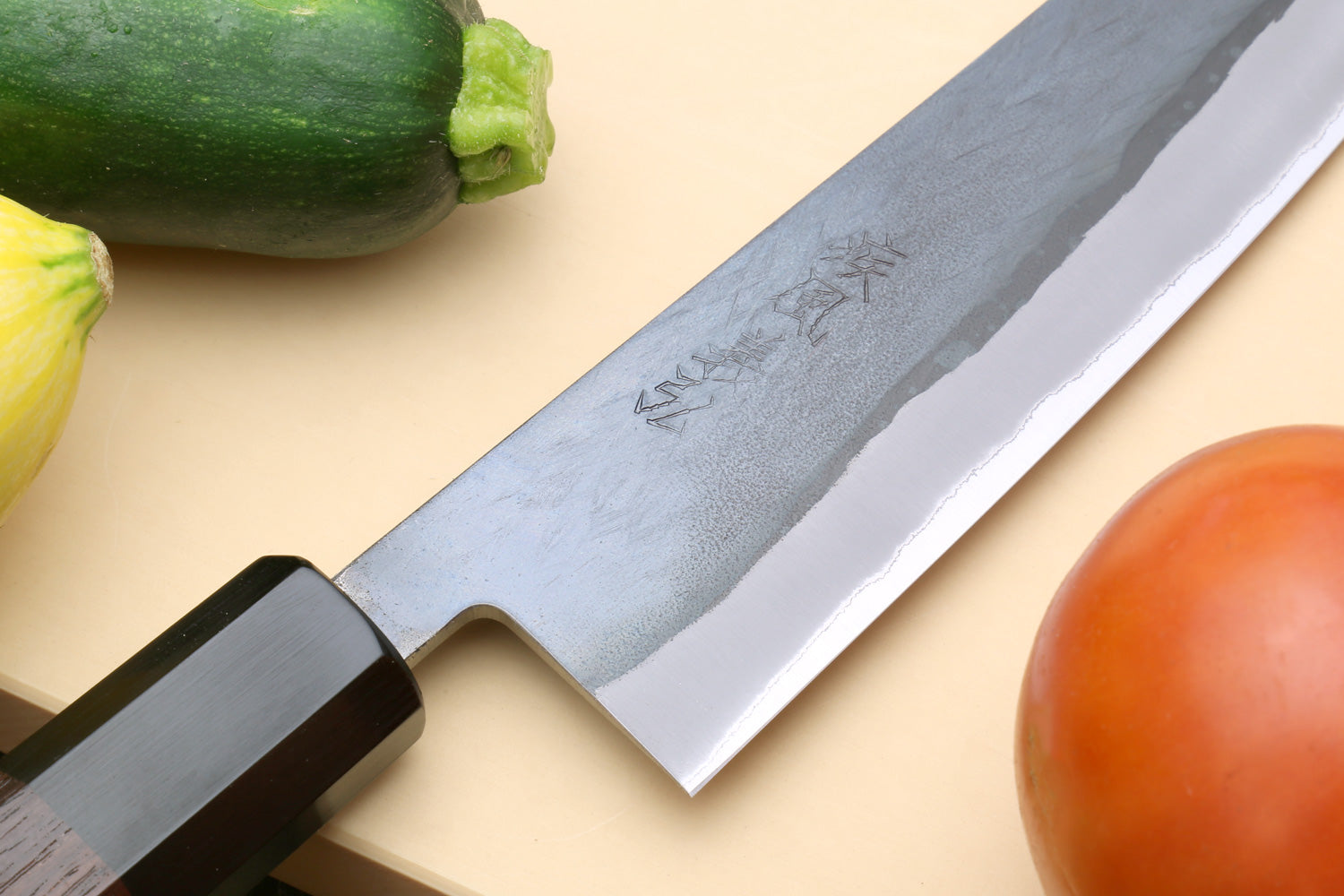 Yoshihiro Kurouchi Black-Forged Blue Steel Stainless Clad Utility Kiritsuke Multipurpose Knife (Shitan Handle)