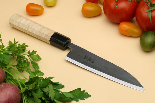 Yoshihiro Kurouchi High Carbon White Steel #2 Petty Utility Japanese Knife with Camphor Handle