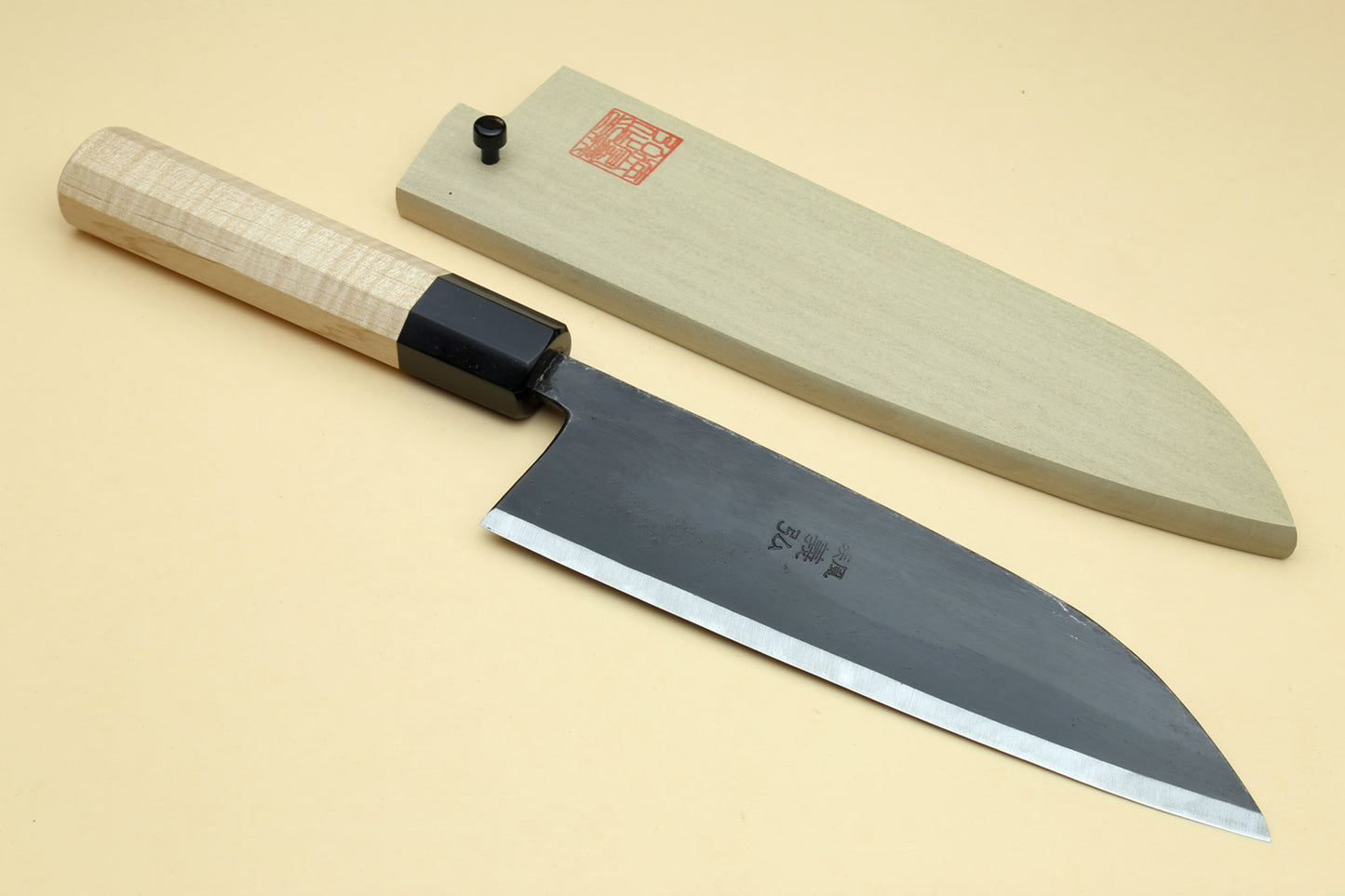 Yoshihiro Kurouchi High Carbon White Steel #2 Santoku Japanese Multipurpose Chef Knife with Camphor Handle