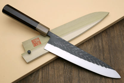 Yoshihiro Kurouchi Stainless Clad Nashiji High Performance SLD Gyuto, Nakiri & Petty 3pc Knife Set with Saya