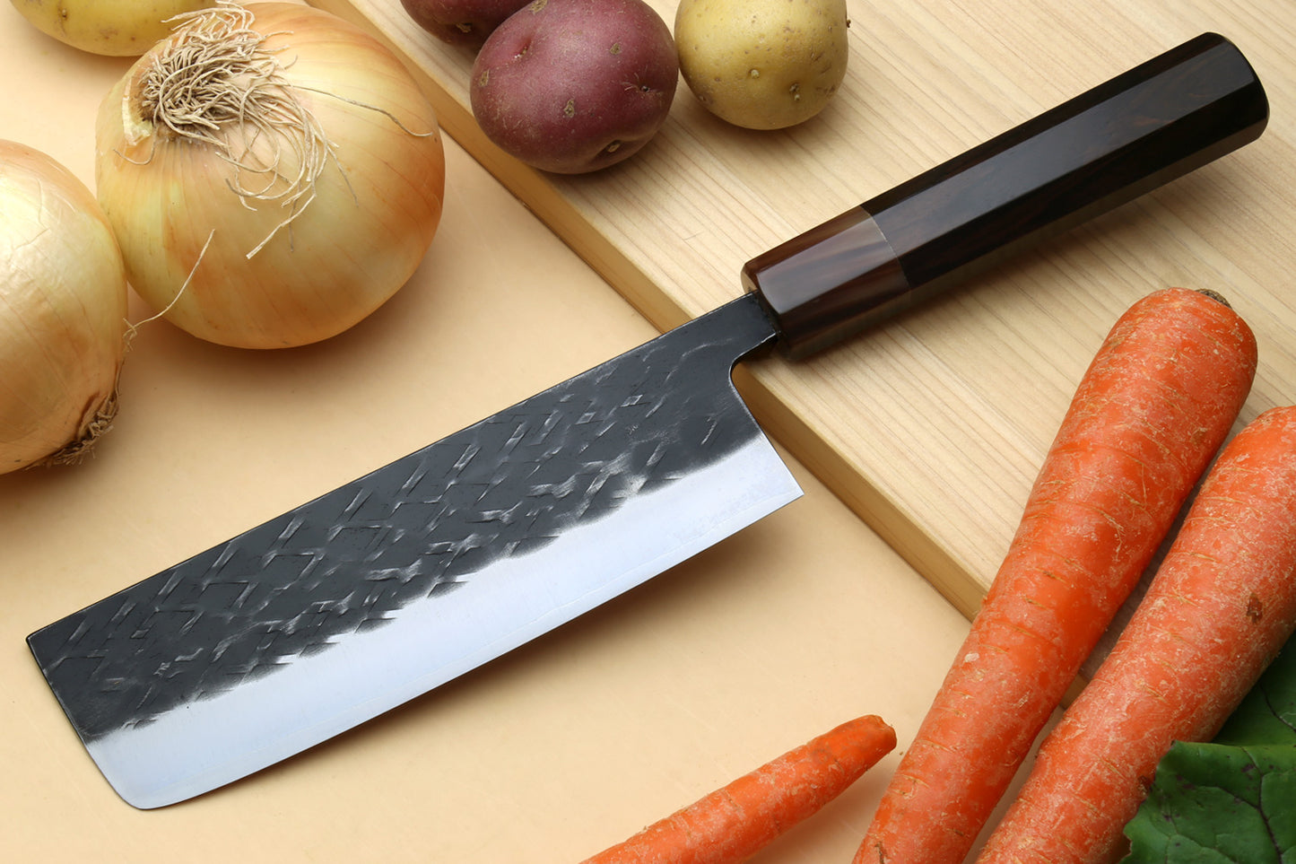 Yoshihiro Kurouchi Stainless Clad Nashiji High Performance SLD Nakiri & Petty 2pc Knife Set