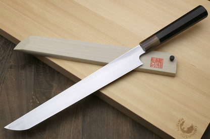 Yoshihiro Masashi Hongasumi White Steel Sakimaru Takobiki Sushi Sashimi Japanese Knife Ebony Handle