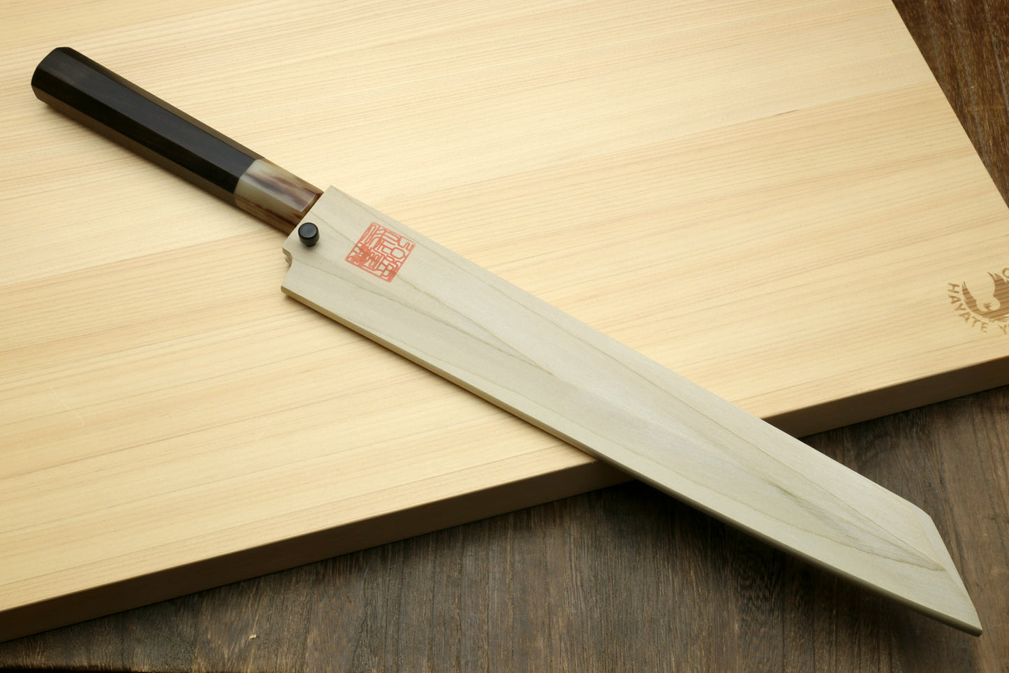 Yoshihiro Masashi Hongasumi White Steel Yanagi-Kiritsuke Sushi Sashimi Japanese Knife Ebony Handle