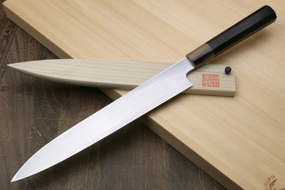 Yoshihiro Masashi Hongasumi White Steel Yanagi Sushi Sashimi Japanese Knife Ebony Handle