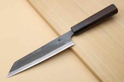 Yoshihiro Mizu Yaki Blue High Carbon Steel #1 Kurouchi Utility-Kiritsuke Japanese Knife Shitan Handle - Blade Length: 7"(180mm)