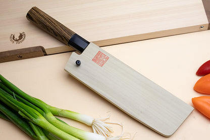 Yoshihiro Nashiji High Carbon White Steel #2 Japanese Nakiri Vegetable Knife with Cocobolo Wood Handle