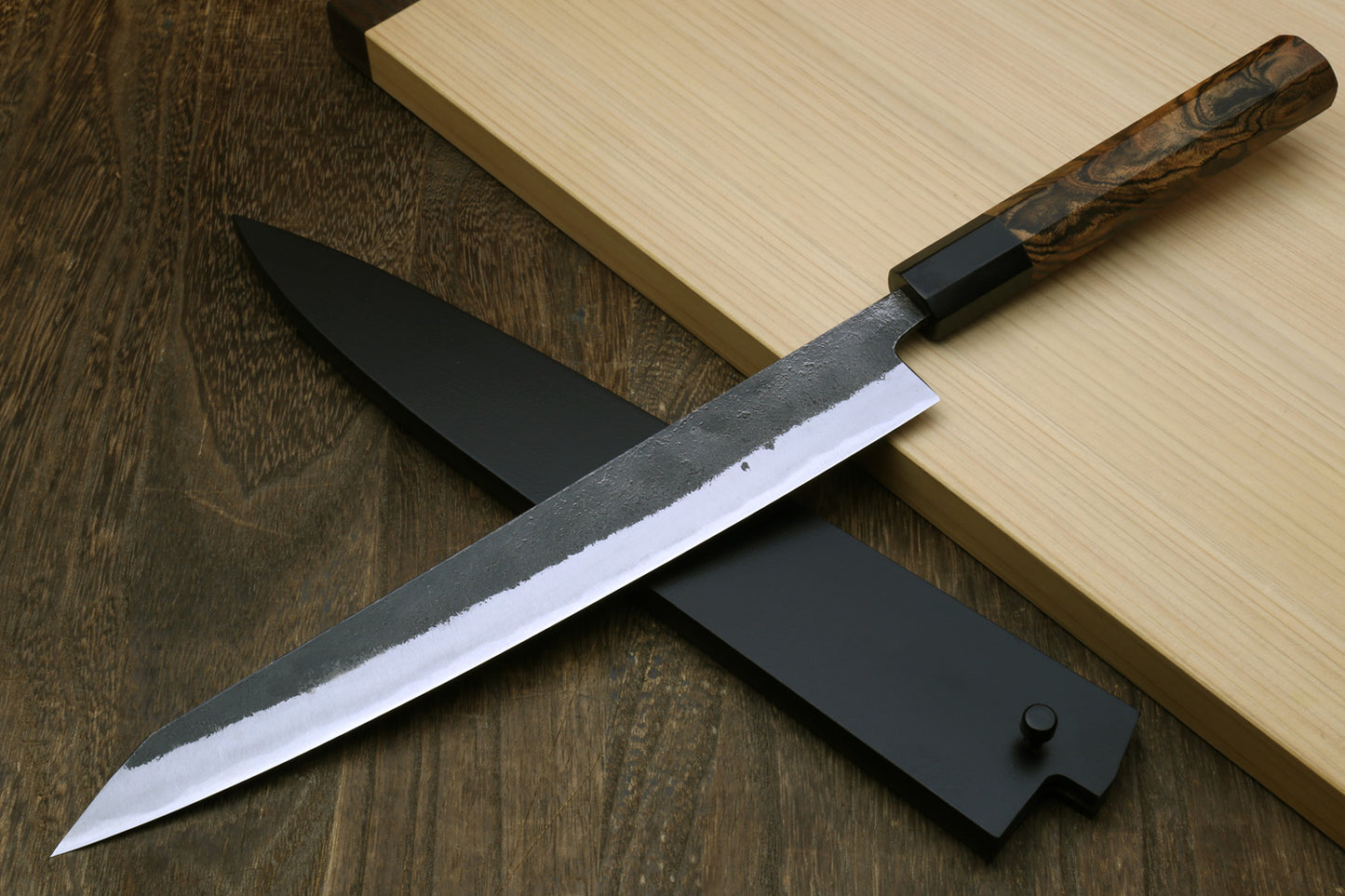 Yoshihiro Nashiji High Carbon White Steel #2 Sujihiki-Kiritsuke Japanese Slicer Knife with Cocobolo wood Handle