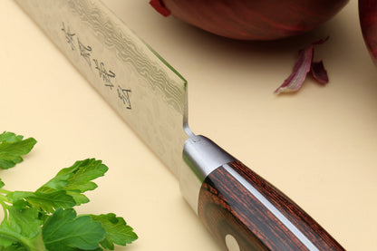 Yoshihiro VG-10 16 Layer Hammered Damascus Stainless Steel Sujihiki Slicer Chefs knife 9.5" (240mm)