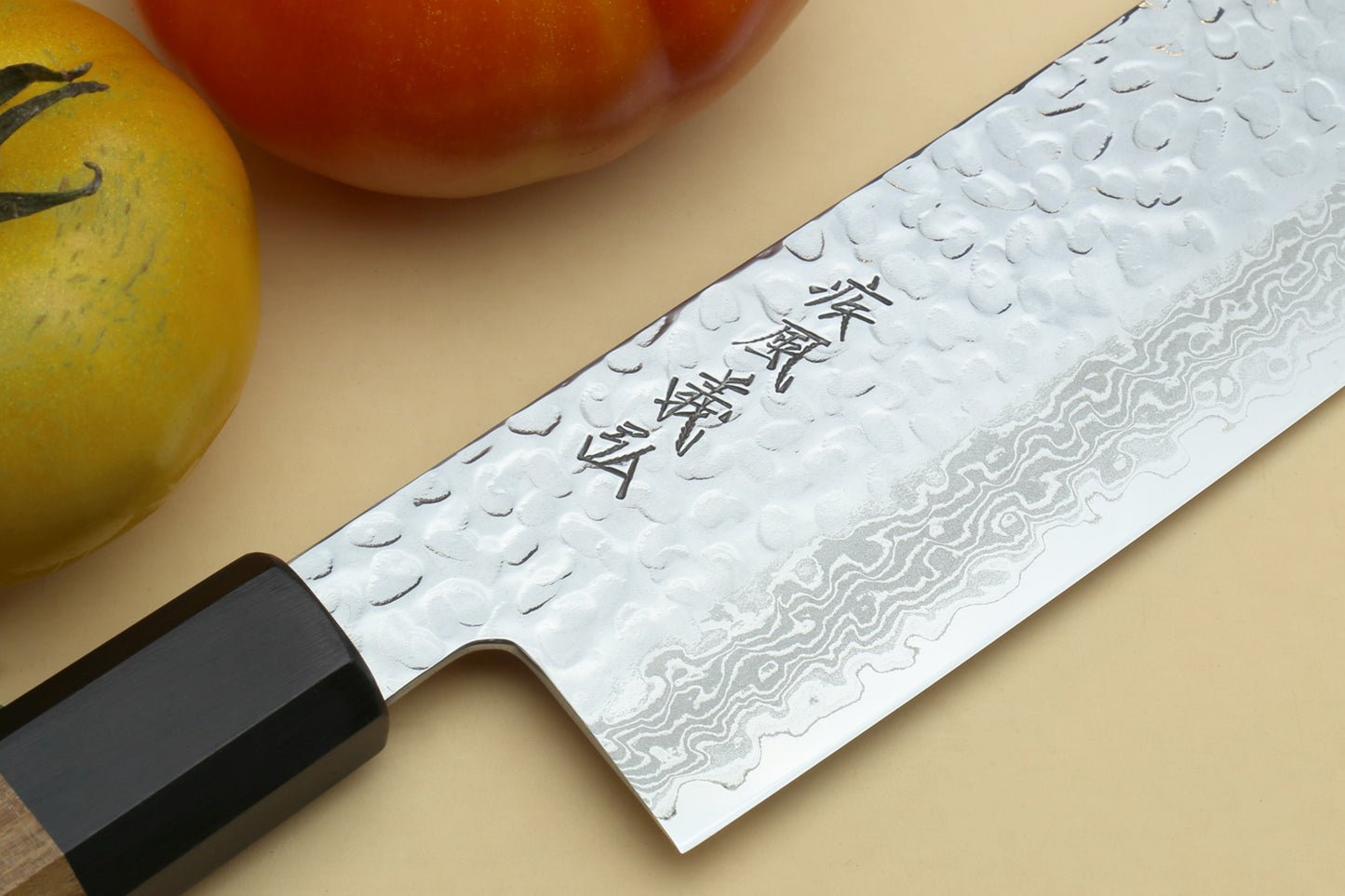 Yoshihiro VG-10 46 Layers Hammered Damascus Nakiri Japanese Vegetable Knife (6.5'' (165mm)) (Ambrosia Handle)