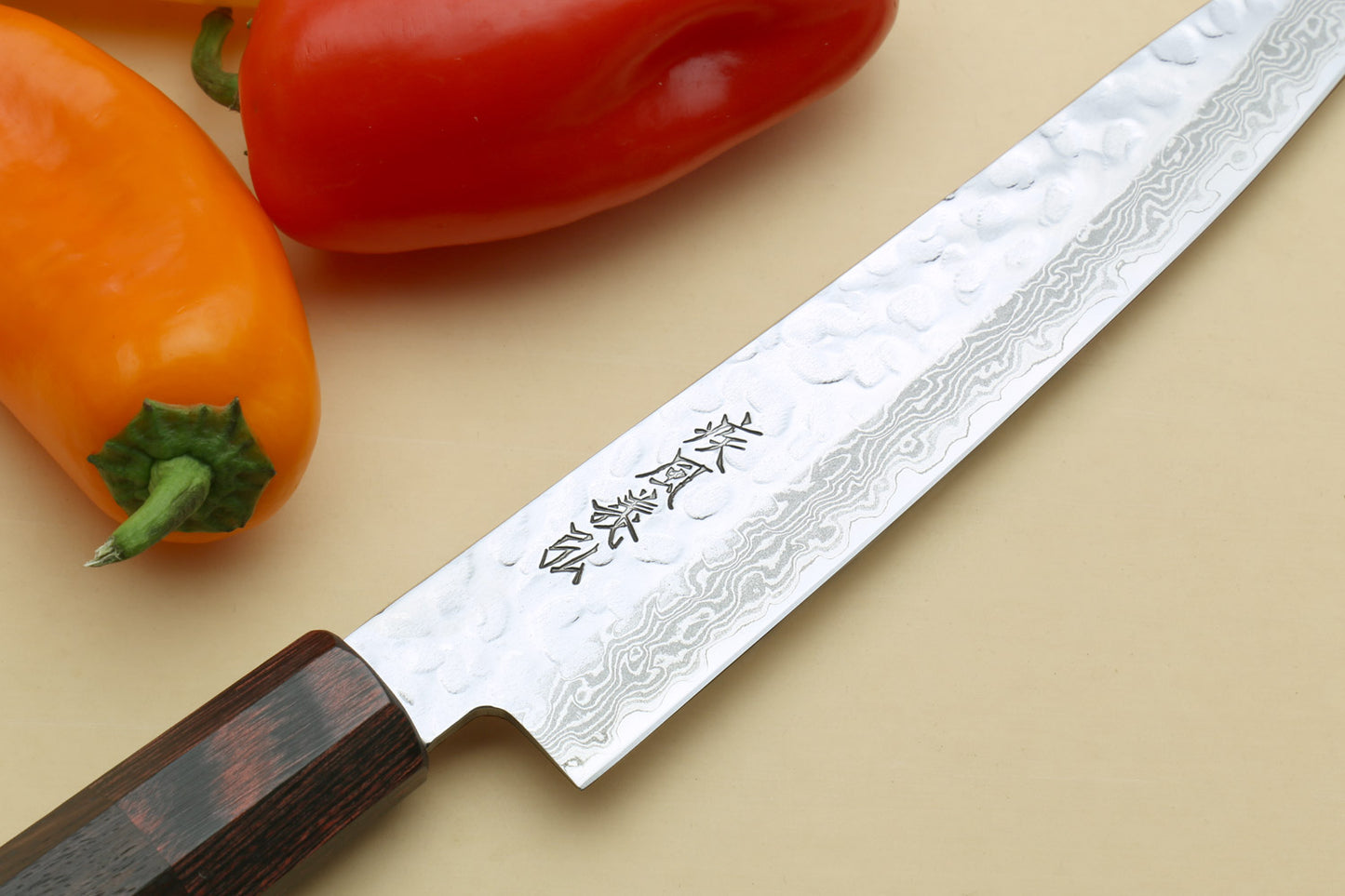 Yoshihiro VG-10 46 layers Hammered Damascus Santoku 7"(180mm) + Petty / Utility 6"(150mm) Chefs knife Set Rosewood Handle with Saya Cover