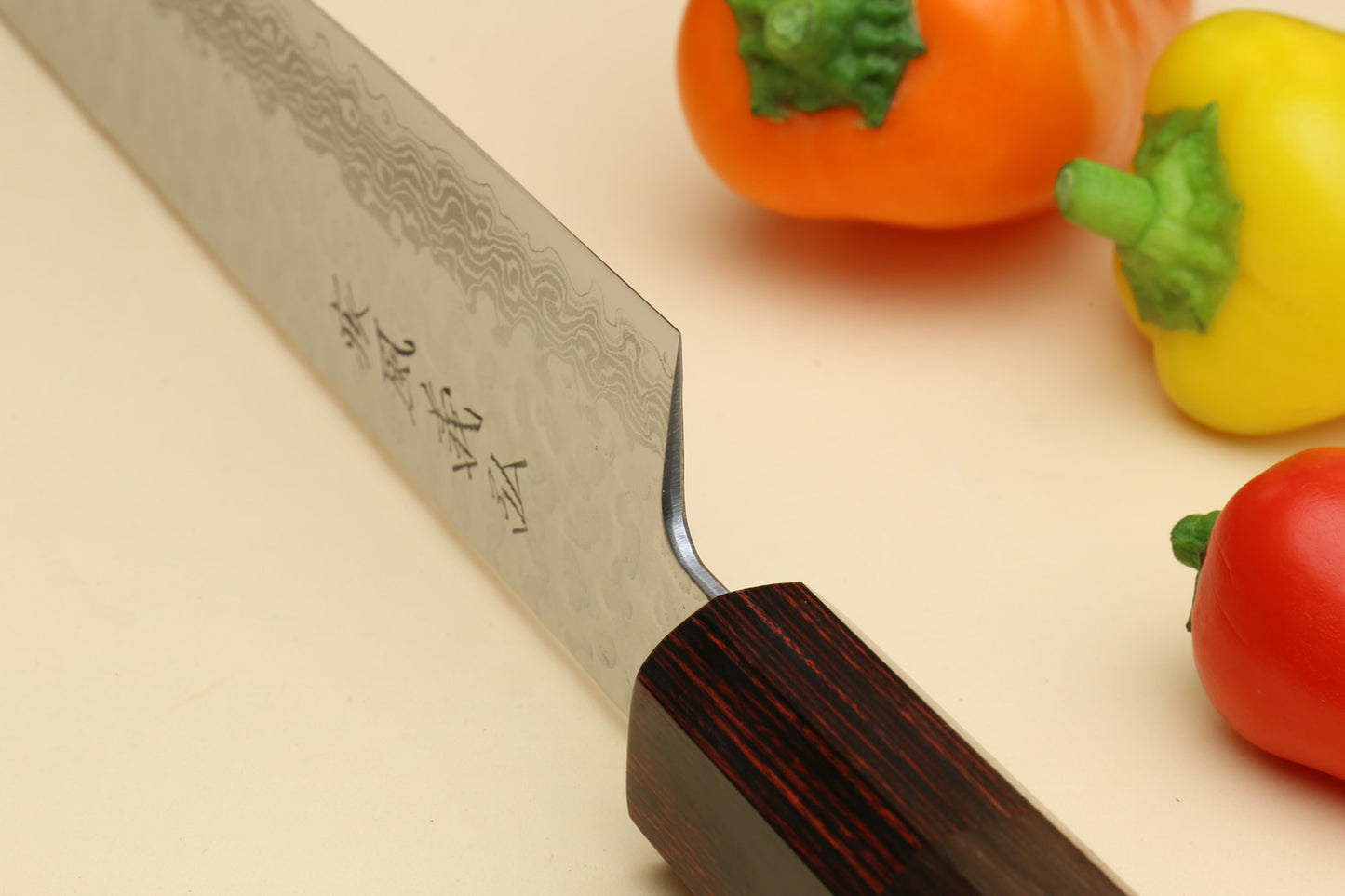 Yoshihiro VG-10 46 Layers Hammered Damascus Sujihiki Japanese Slicer Knife (Octagonal Rosewood Handle) (9.5" (240mm))