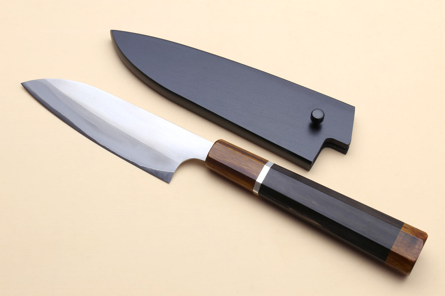 Yoshihiro Hayate ZDP-189 Super High Carbon Stainless Steel Paring Utility Chefs Knife Premium Ebony Handle with Sterling Silver Ring, Nuri Saya Cover