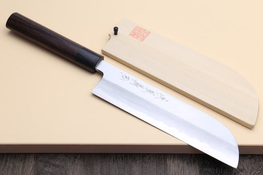 Yoshihiro Kasumi White Steel Kama Usuba Traditional Japanese Vegetable Chopping Chef Knife, Rosewood Handle