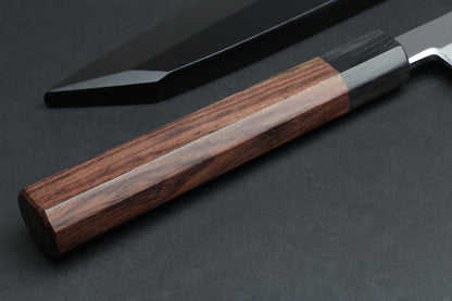 Yoshihiro Hongasumi Blue Steel Yanagi-Kiritsuke Sushi Sashimi Japanese Knife Rosewood Handle with Nuri Saya Cover