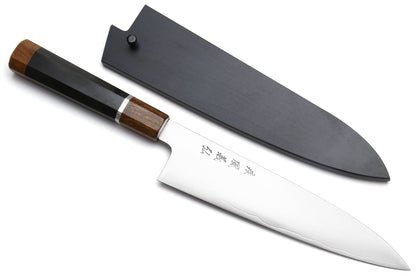 Yoshihiro Hayate ZDP-189 Super High Carbon Stainless Steel Gyuto Knife Octagonal Ebony Wood Handle with Sterling Silver Ring