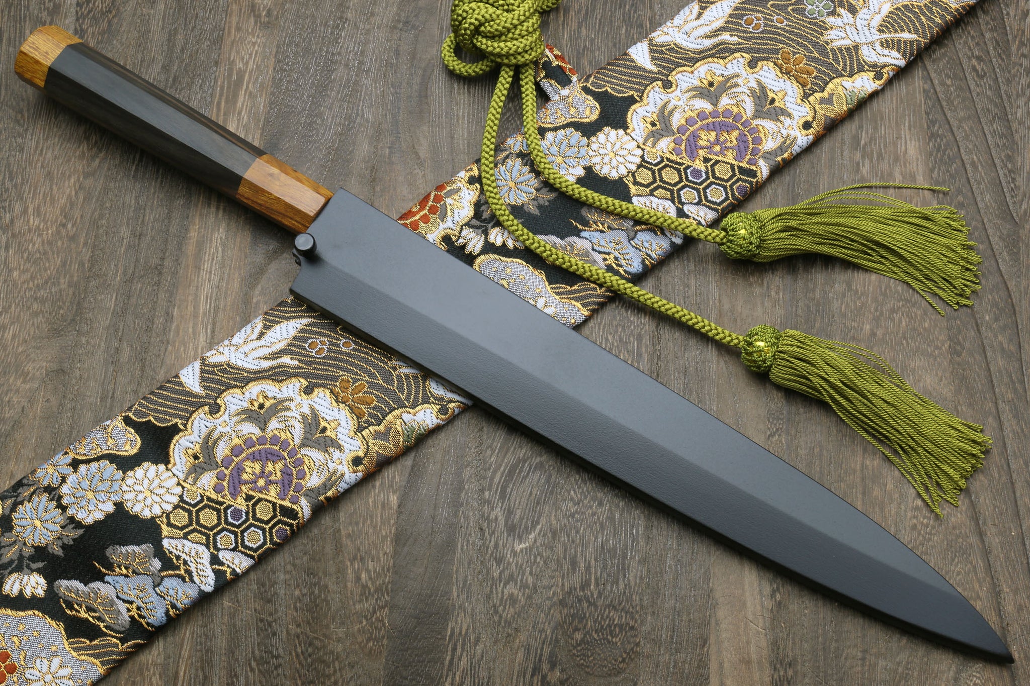 ARITSUGU Blue Steel Honyaki Yanagi Kitchen Japanese Chef Knife Saya 360mm  14.1 AT001gs - Japanese Knives