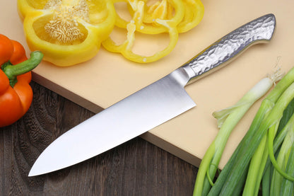 Yoshihiro Hayate Inox Aus-8 Santoku Japanese Chefs Knife Integrated Stainless Handle