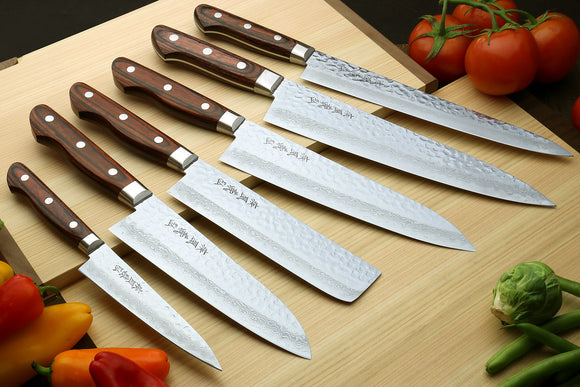 Kanji Damascus Knife Set - Japanese Damascus Kitchen Chef Knives (3-Piece)