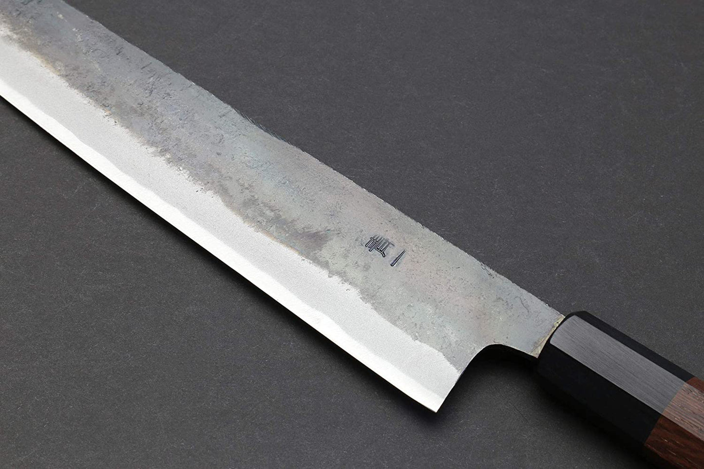 Yoshihiro Mizu Yaki Blue High Carbon Steel #1 Kurouchi Sujihiki Slicer Chef Knife with Shitan Wood Handle