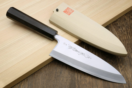 Yoshihiro Hongasumi Blue Steel Deba Fish Fillet Chef Knife Ebony Handle