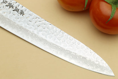 Yoshihiro VG-10 46 Layers Hammered Damascus Gyuto (210mm/240mm) Petty (150mm) Ambrosia Handle Chefs Knife Set