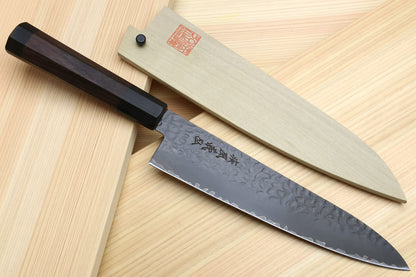 Yoshihiro VG-10 46 Layers Kurouchi Hammered Damascus Gyuto Japanese Chefs Knife