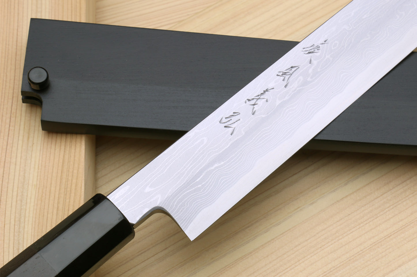 Yoshihiro Hayate Suminagashi Blue Steel #1 Yanagi Kiritsuke Sushi Sashimi Japanese Knife Ebony Handle