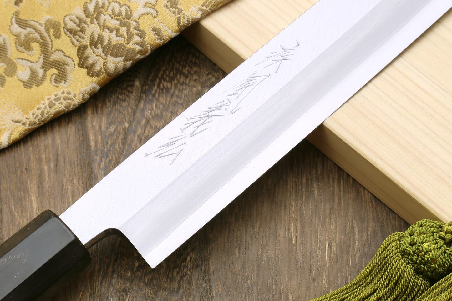 Yoshihiro Powdered High Speed Stainless Steel Yanagi Sashimi Knife Ebony Handle with Nuri Saya