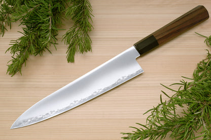 Yoshihiro Super Blue Steel Stainless Clad Gyuto Chefs Knife Rosewood Handle