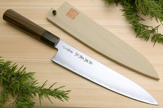 Yoshihiro Super Blue Steel Stainless Clad Gyuto Chefs Knife Rosewood Handle