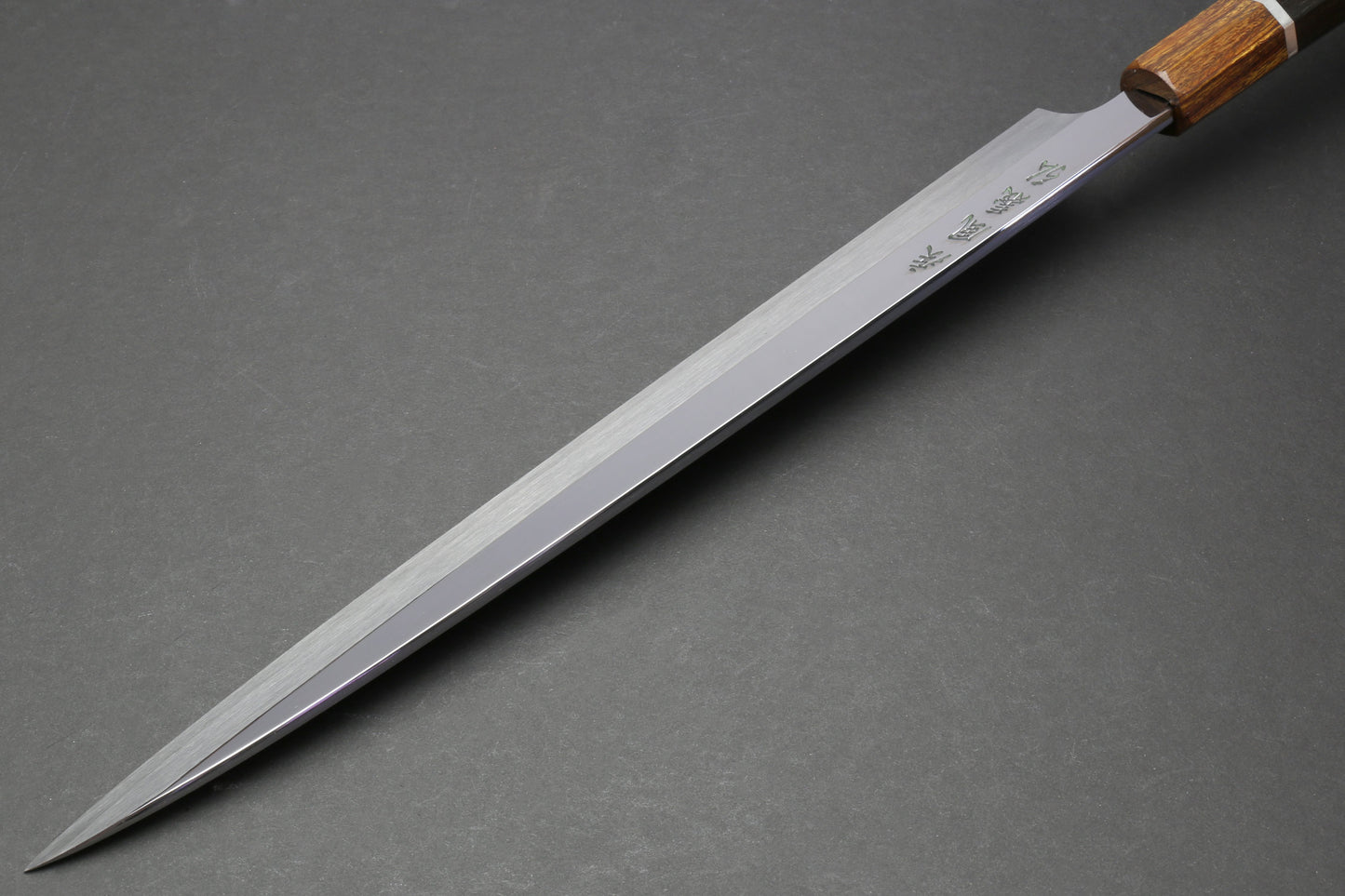 Yoshihiro SG-II (R-2) Semi-Stainless Steel Mirror Polished Yanagi Sashimi Knife, Silver Ring Ebony Handle