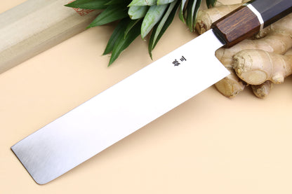 Yoshihiro  Ginsanko Mirror Polished Stain Resistant Edo Usuba Traditional Japanese Vegetable Chopping Chef Knife Ebony Handle with Silver Ring