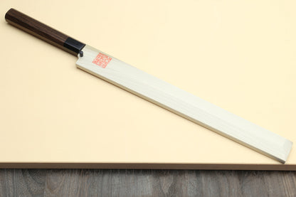 Yoshihiro Hongasumi Blue Steel Takobiki Sushi Sashimi Slicing Japanese Chef Knife, Rosewood Handle