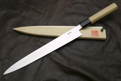 Yoshihiro Inox Honyaki Stain Resistant Steel Yanagi Sushi Sashimi knife with Magnolia Handle