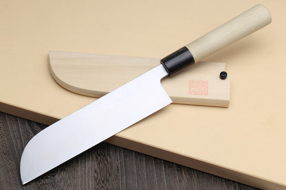 Yoshihiro Kasumi White Steel Kama Usuba Traditional Japanese Vegetable Chopping Chef Knife, Magnolia Handle