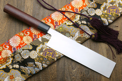 Yoshihiro Left Handed Kasumi White Steel Edo Usuba Traditional Japanese Vegetable Chopping Chef Knife Shitan Handle