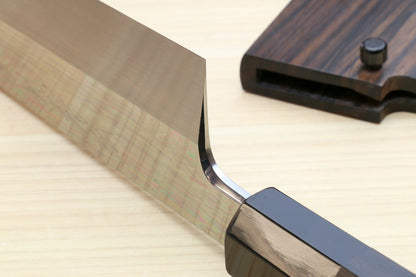 Yoshihiro Mizu Honyaki White Steel #2 Mirror-Polished Namiukashi Kiritsuke Knife Ebony wood Handle & Ebony Saya