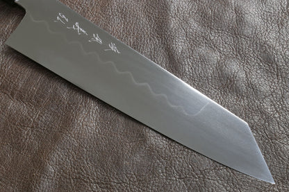 Yoshihiro Mizu Yaki Honyaki Shiroko White Steel #2 Mirror Polished Kiritsuke Japanese Multipurpose Knife with Triple Nickel Silver Ring Ebony Handle