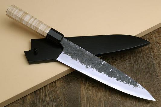 Yoshihiro Nashiji High Carbon White Steel #2 Gyuto Japanese Chefs Knife with Camphor Handle