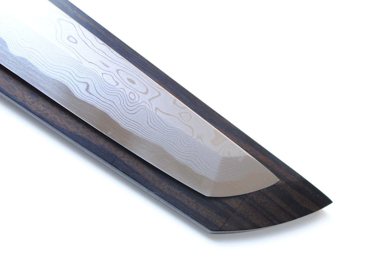 Yoshihiro Suminagashi Blue Steel #1 Sakimaru Takobiki Sushi Sashimi Slicing Japanese Chef Knife Ebony wood Handle