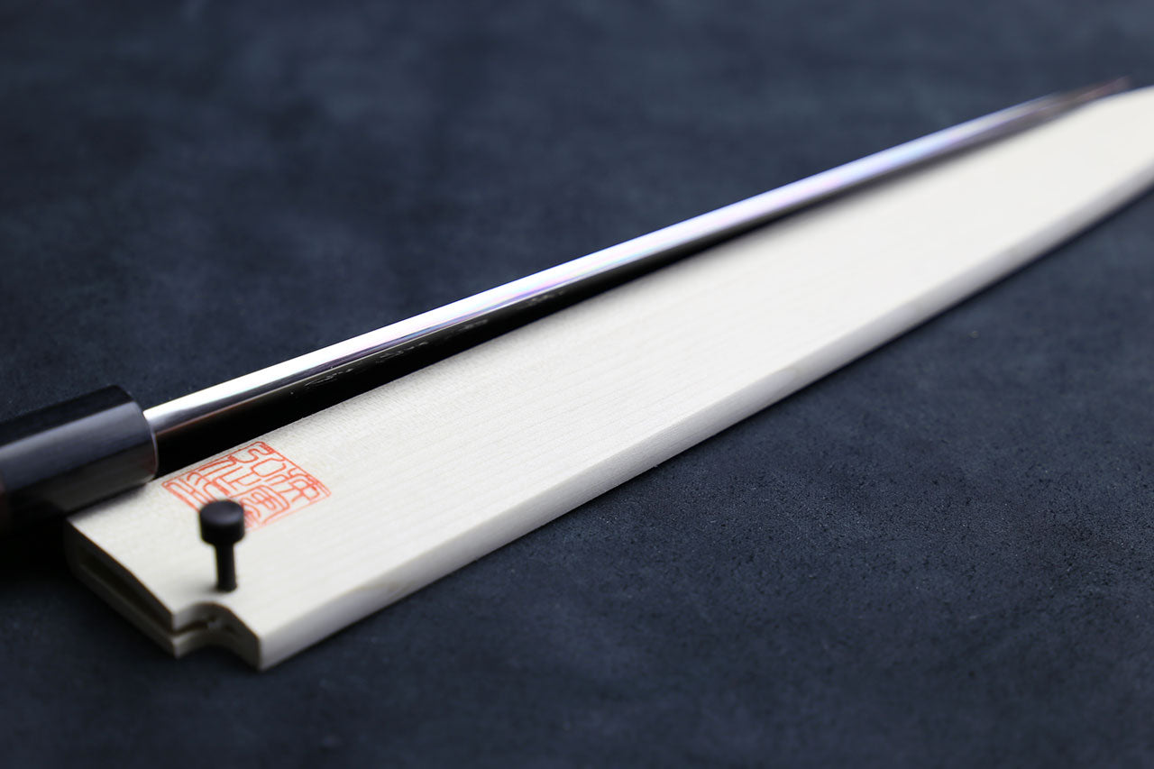 Yoshihiro Suminagashi Blue Steel #1 Yanagi Sushi Sashimi Japanese Knife Ebony Handle