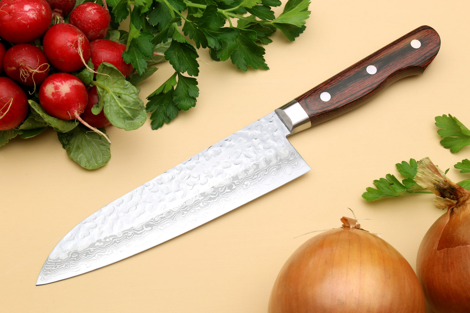 Yoshihiro VG-10 16 Layer Hammered Damascus Stainless Steel Santoku Chef knife